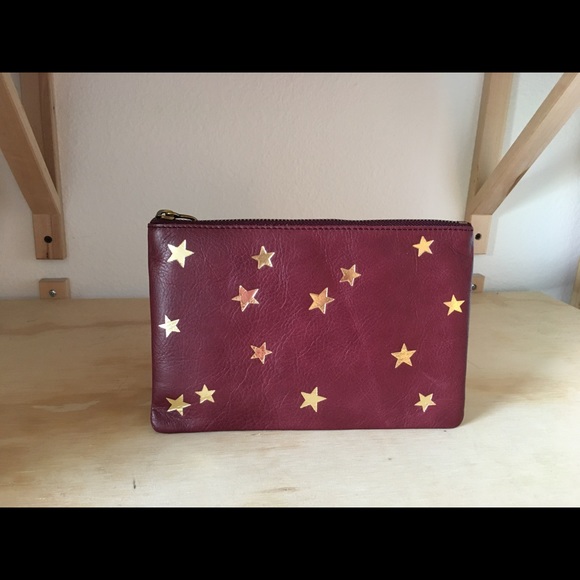 J. Crew Handbags - J Crew burgundy/star clutch